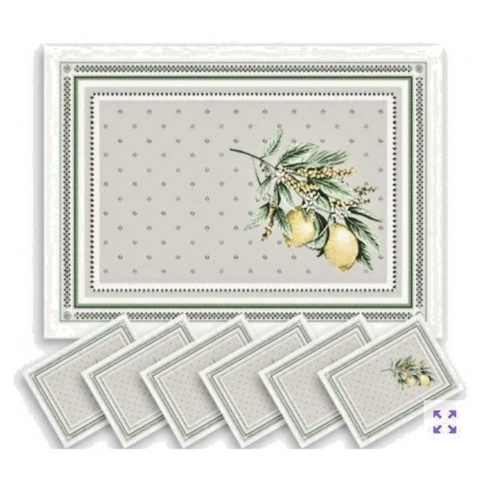Jacquard Woven Placemats Menton Lemons Set 6 From Remember Provence‎ France NWOT